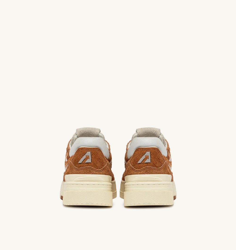 Autry Clc Low Sneakers Cream Terracotta Leather Mesh Marrone | 6209-WGENC