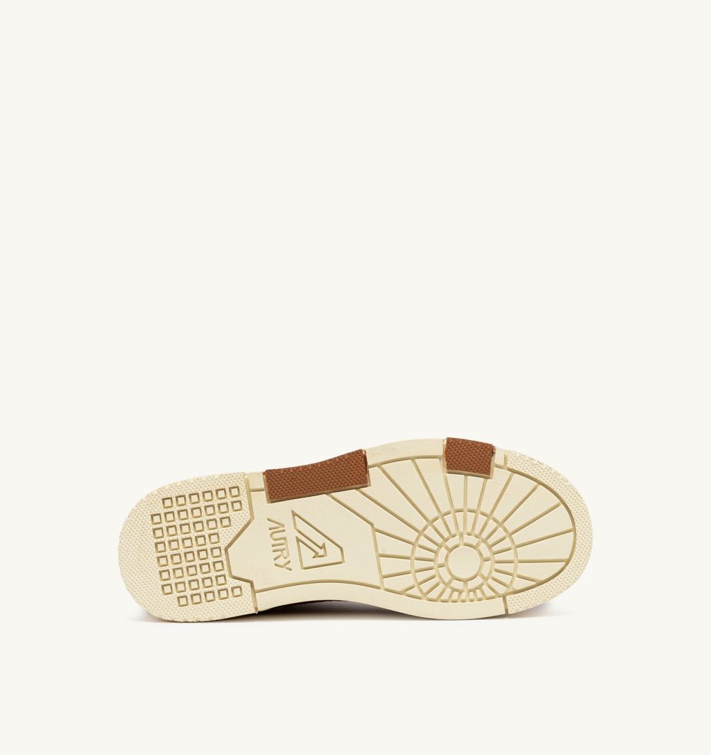 Autry Clc Low Sneakers Cream Terracotta Leather Mesh Marrone | 6209-WGENC