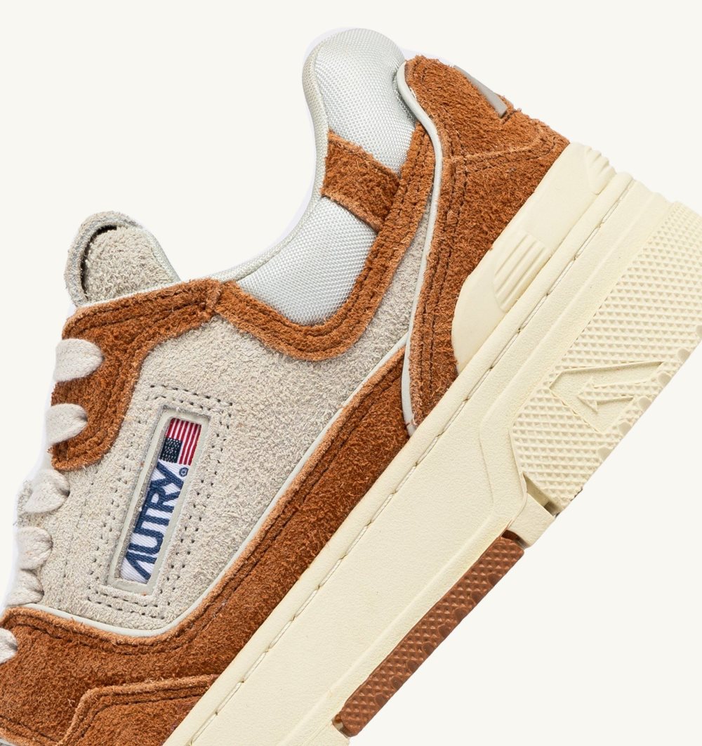 Autry Clc Low Sneakers Cream Terracotta Leather Mesh Marrone | 6209-WGENC