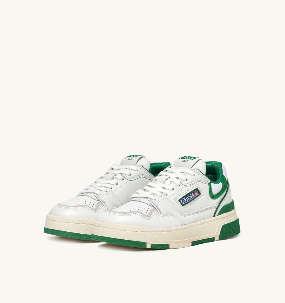 Autry Clc Low Sneakers Leather Amazon Suede Green / White | 1206-TNAVK