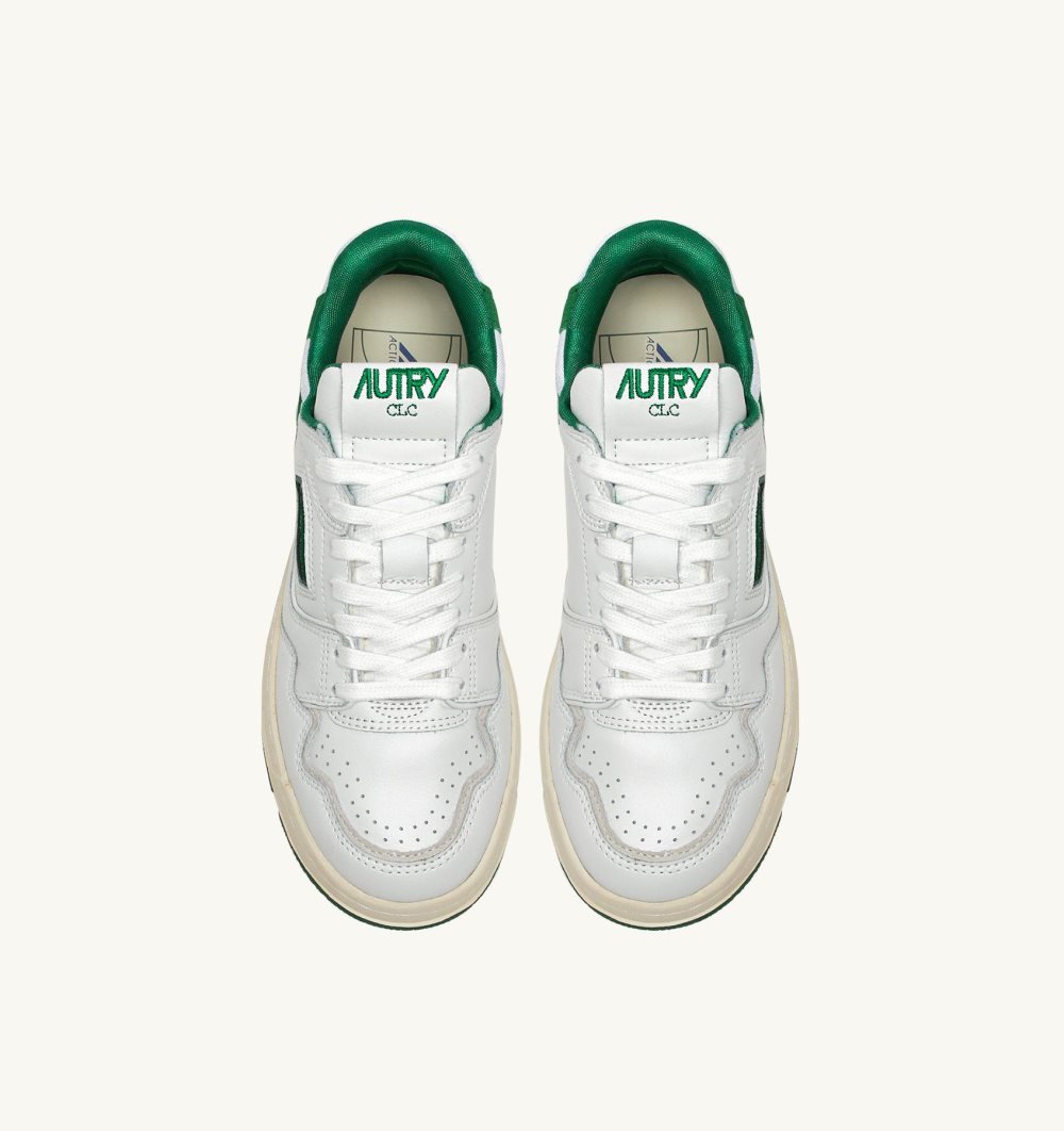 Autry Clc Low Sneakers Leather Amazon Suede Green / White | 1206-TNAVK