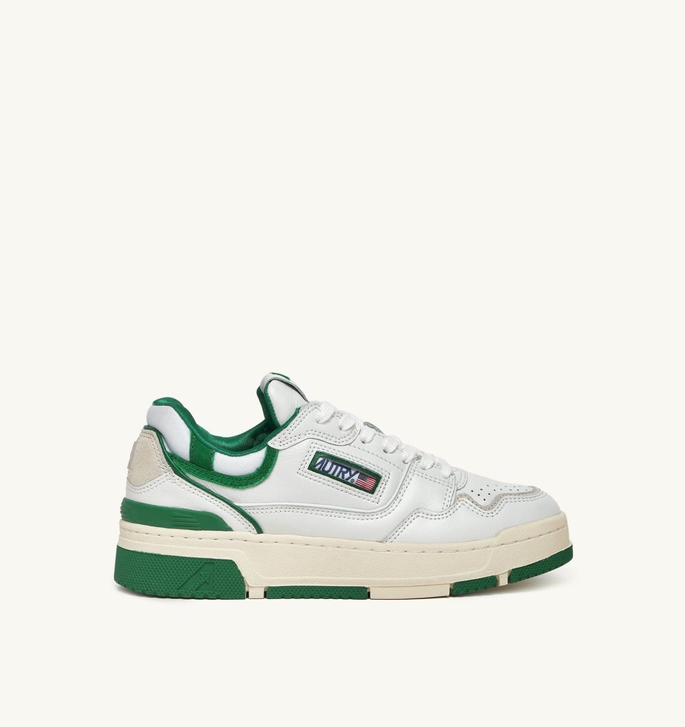 Autry Clc Low Sneakers Leather Amazon Suede Green / White | 1206-TNAVK