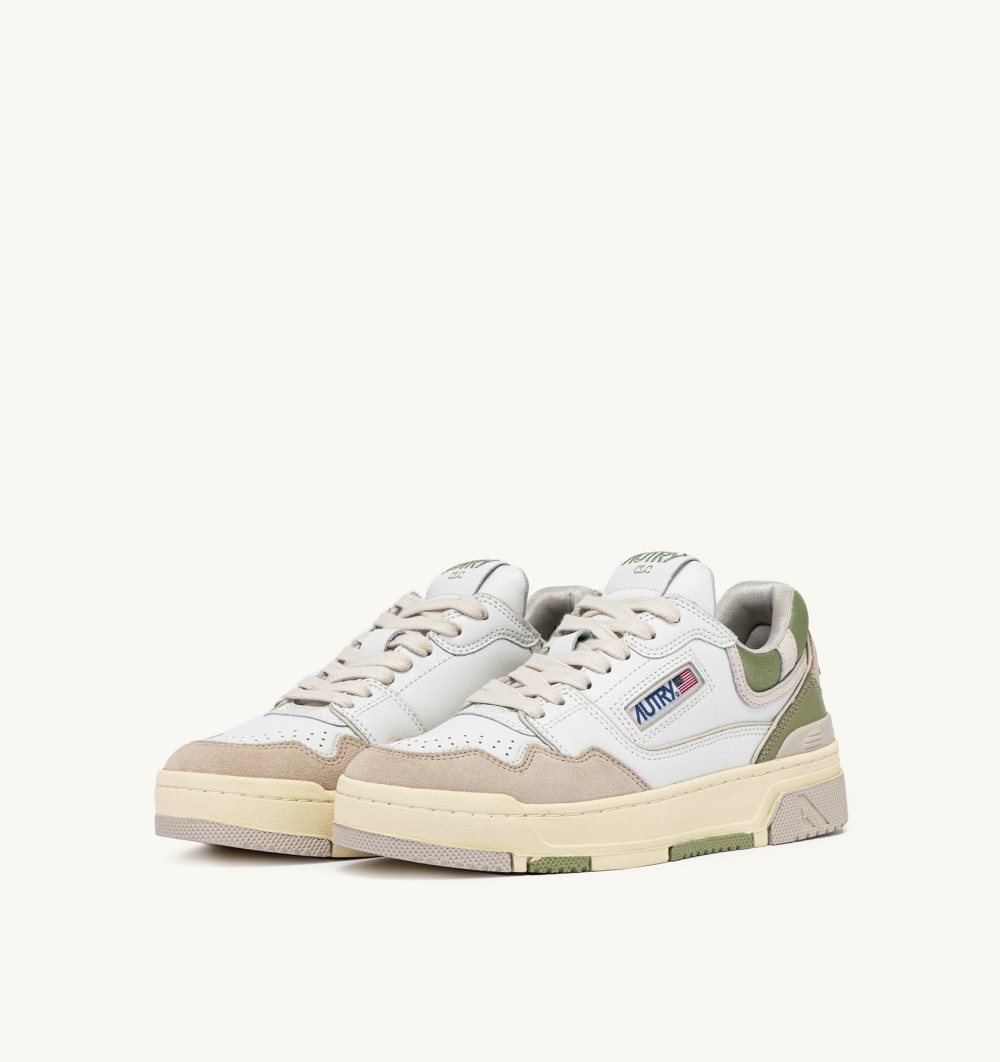 Autry Clc Low Sneakers Leather Green / White | 6801-WXTGF