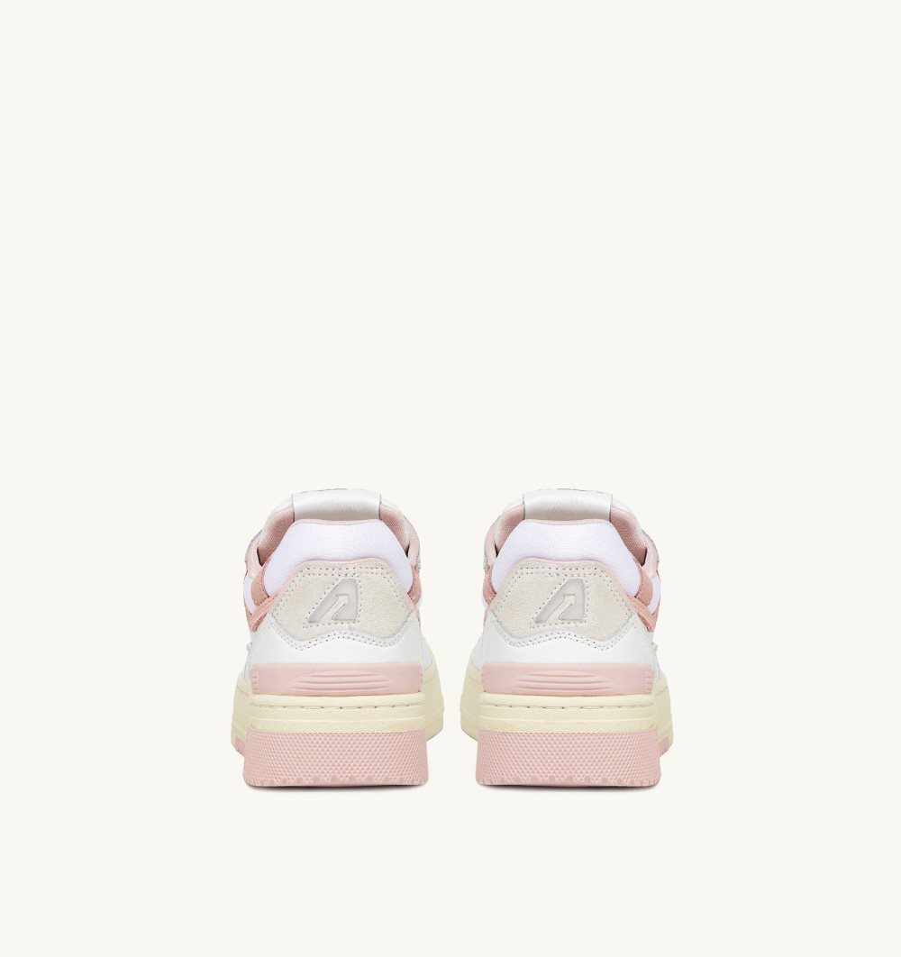 Autry Clc Low Sneakers Leather Powder Suede White / Pink | 7158-XILDQ