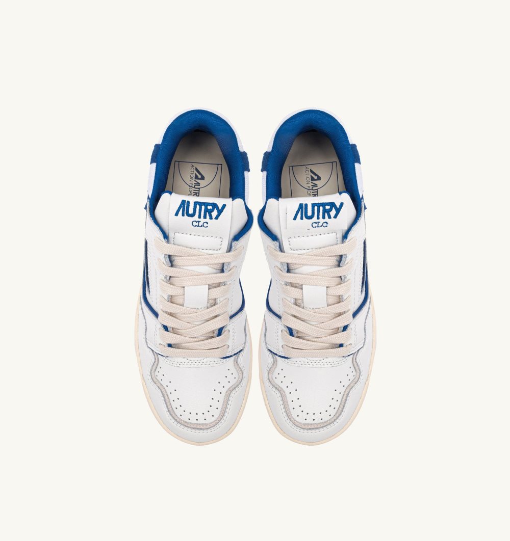 Autry Clc Low Sneakers Leather Princess Suede White / Blue | 9672-YQOMP