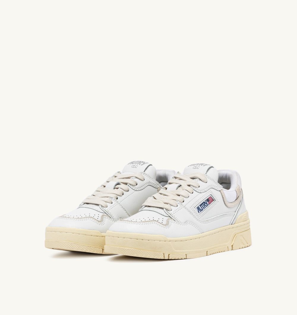 Autry Clc Low Sneakers Leather Suede White | 5862-KRJXF