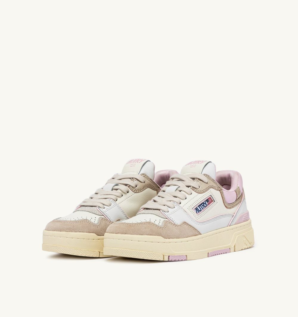 Autry Clc Low Sneakers Leather White / Pink | 9876-JWZBN