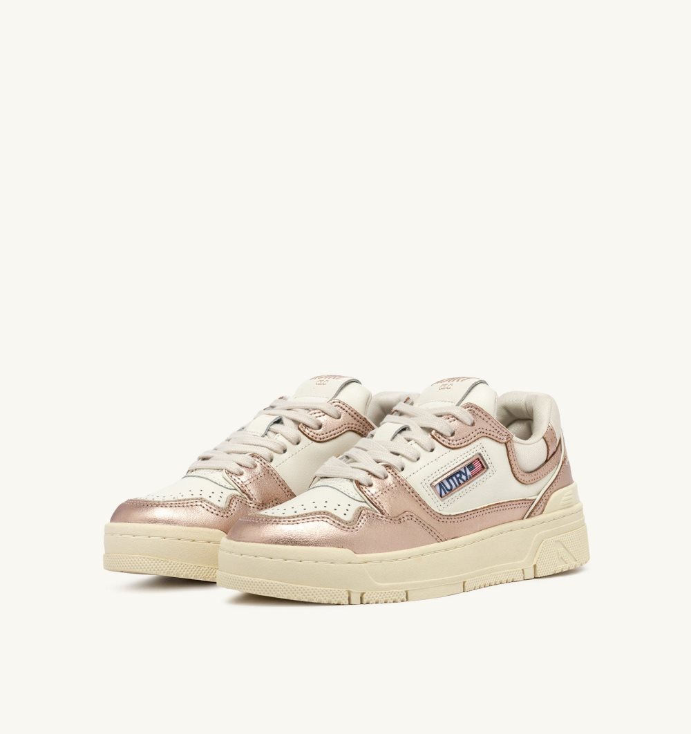 Autry Clc Low-top Sneakers Leather White / Pink Gold | 6895-QOPDR