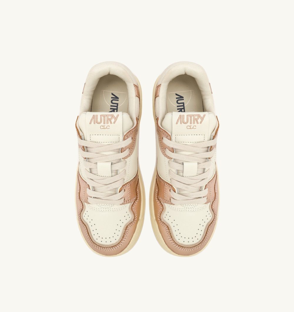 Autry Clc Low-top Sneakers Leather White / Pink Gold | 6895-QOPDR