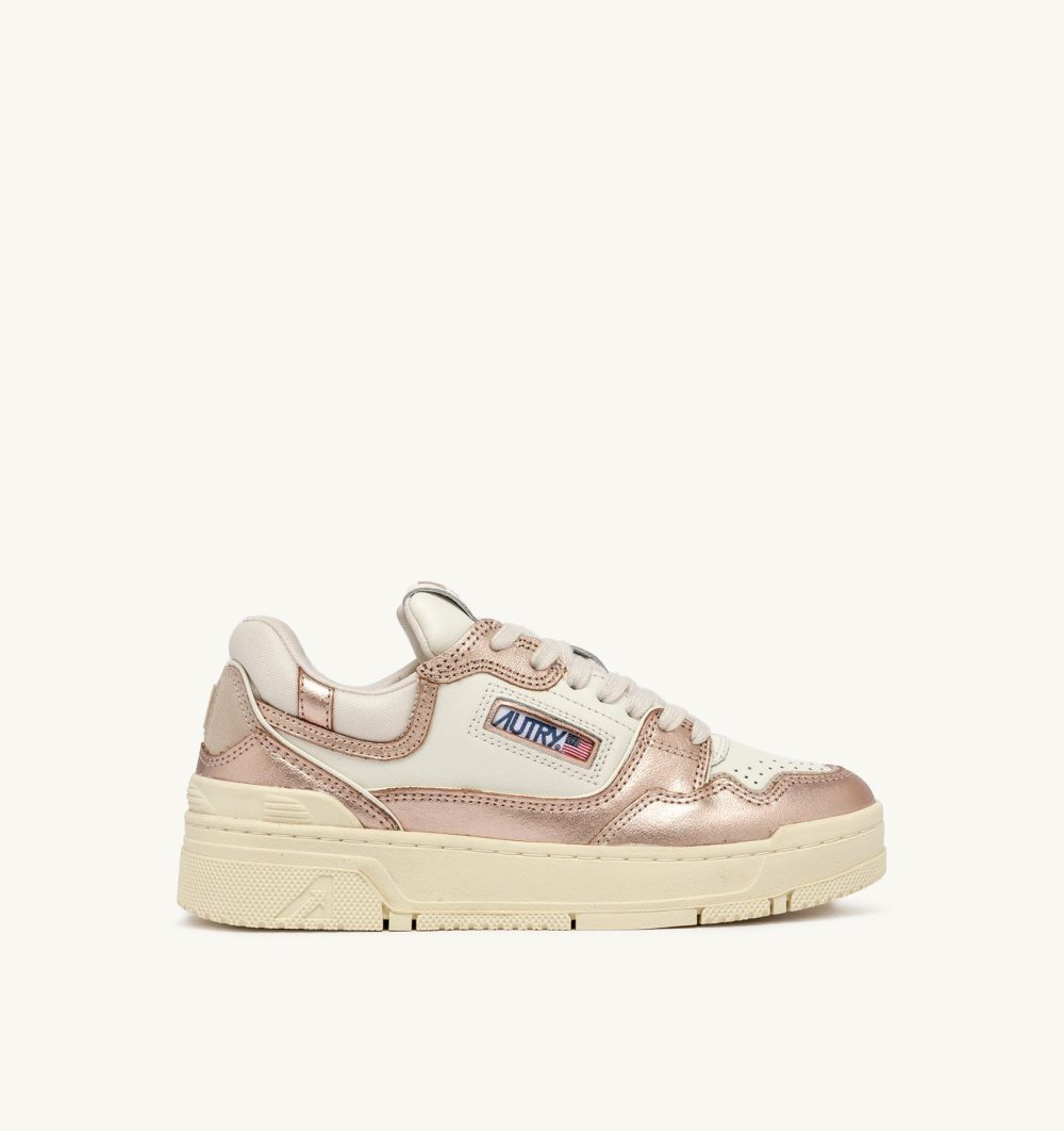 Autry Clc Low-top Sneakers Leather White / Pink Gold | 6895-QOPDR