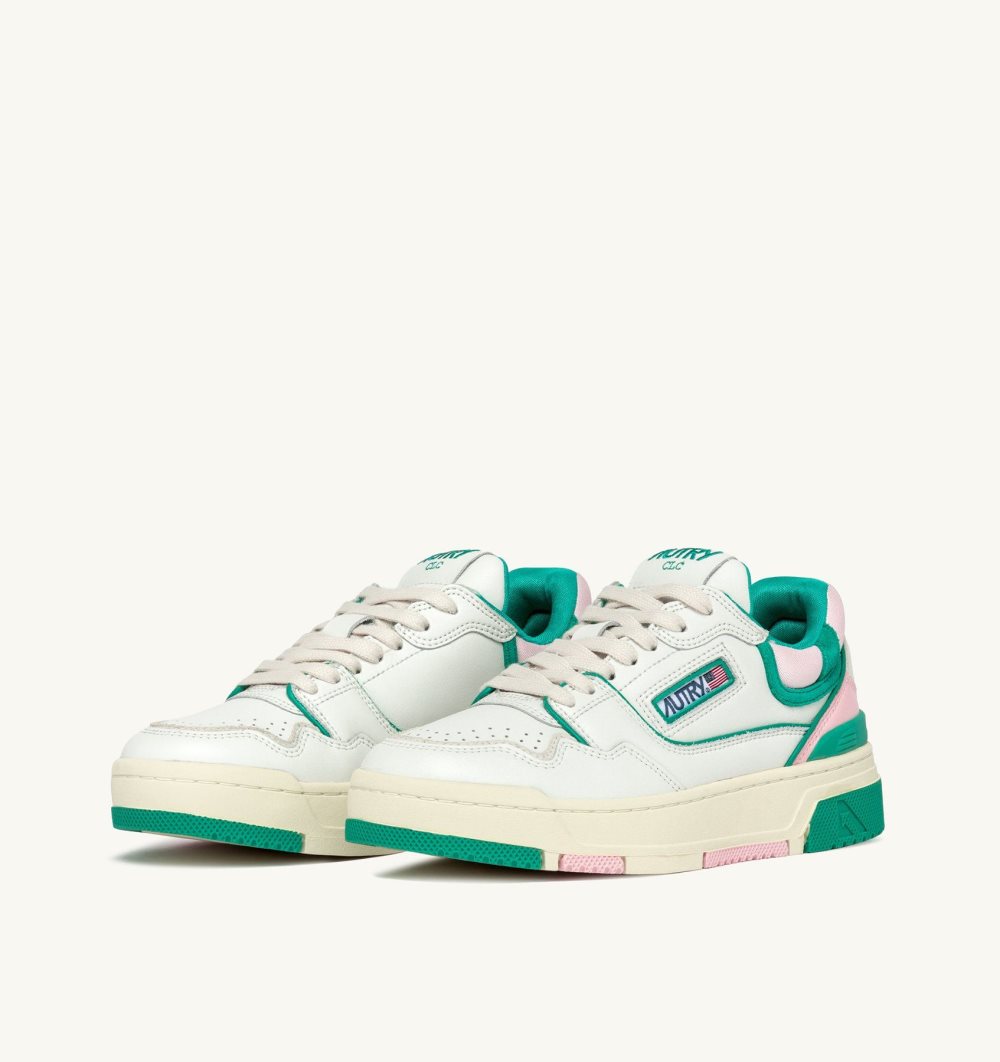 Autry Clc Sneakers Leather Green / White | 0659-GOAIT