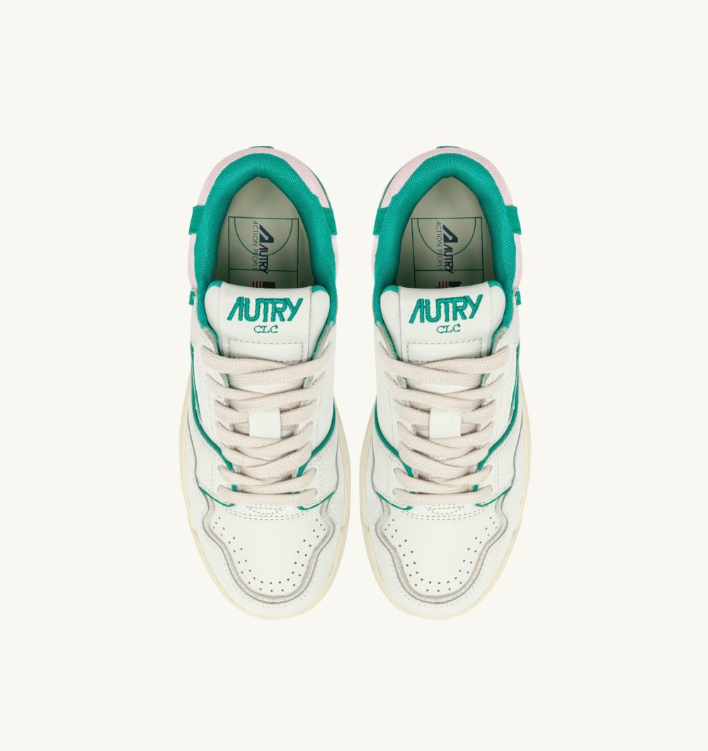 Autry Clc Sneakers Leather Green / White | 0659-GOAIT