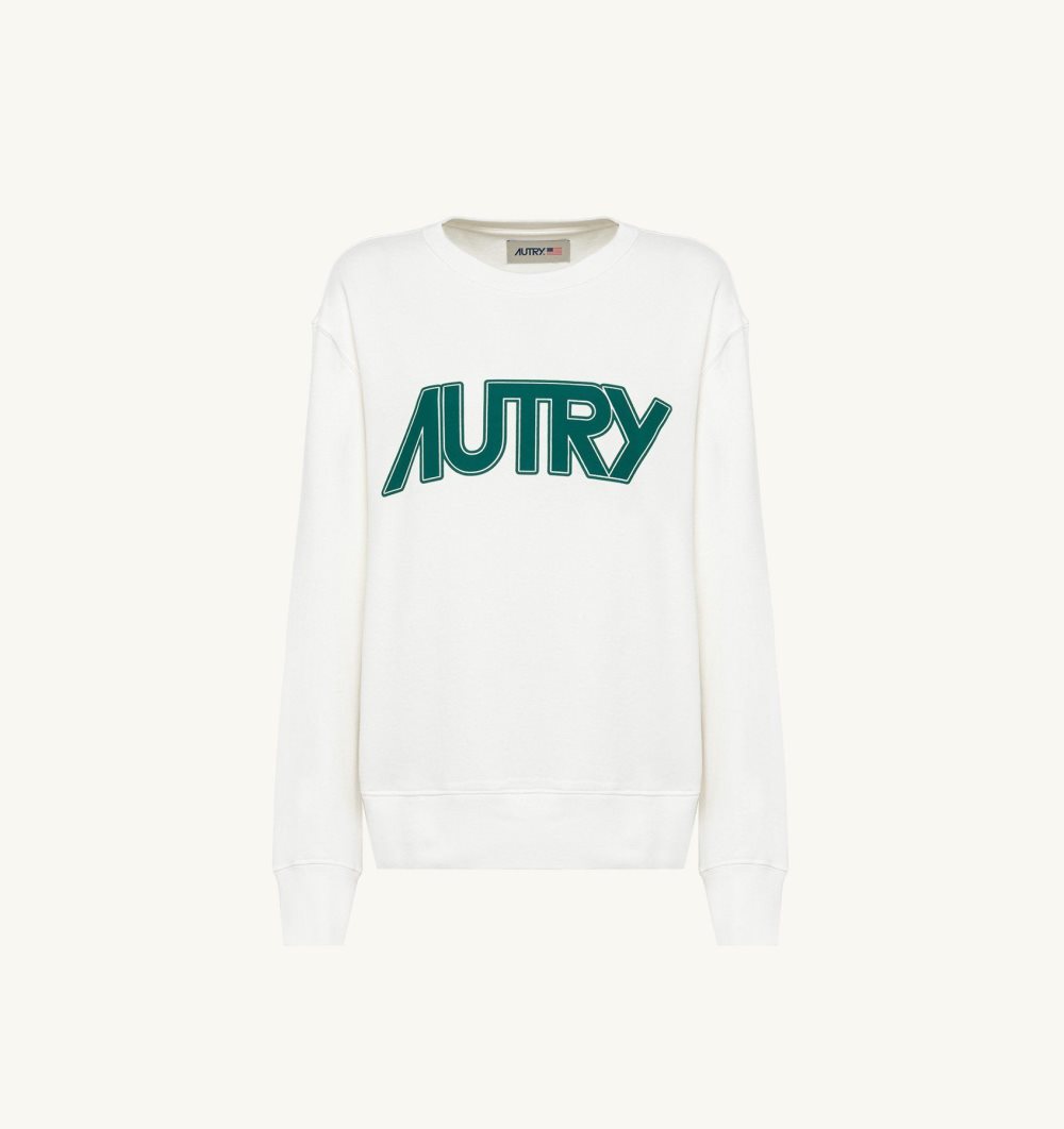 Autry Crew Neck Sweatshirt Cotton White | 5190-OPAXY