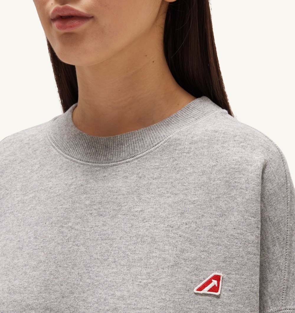 Autry Crew Neck Sweatshirt Gauzed Cotton Jersey Grey | 7045-UOBEQ