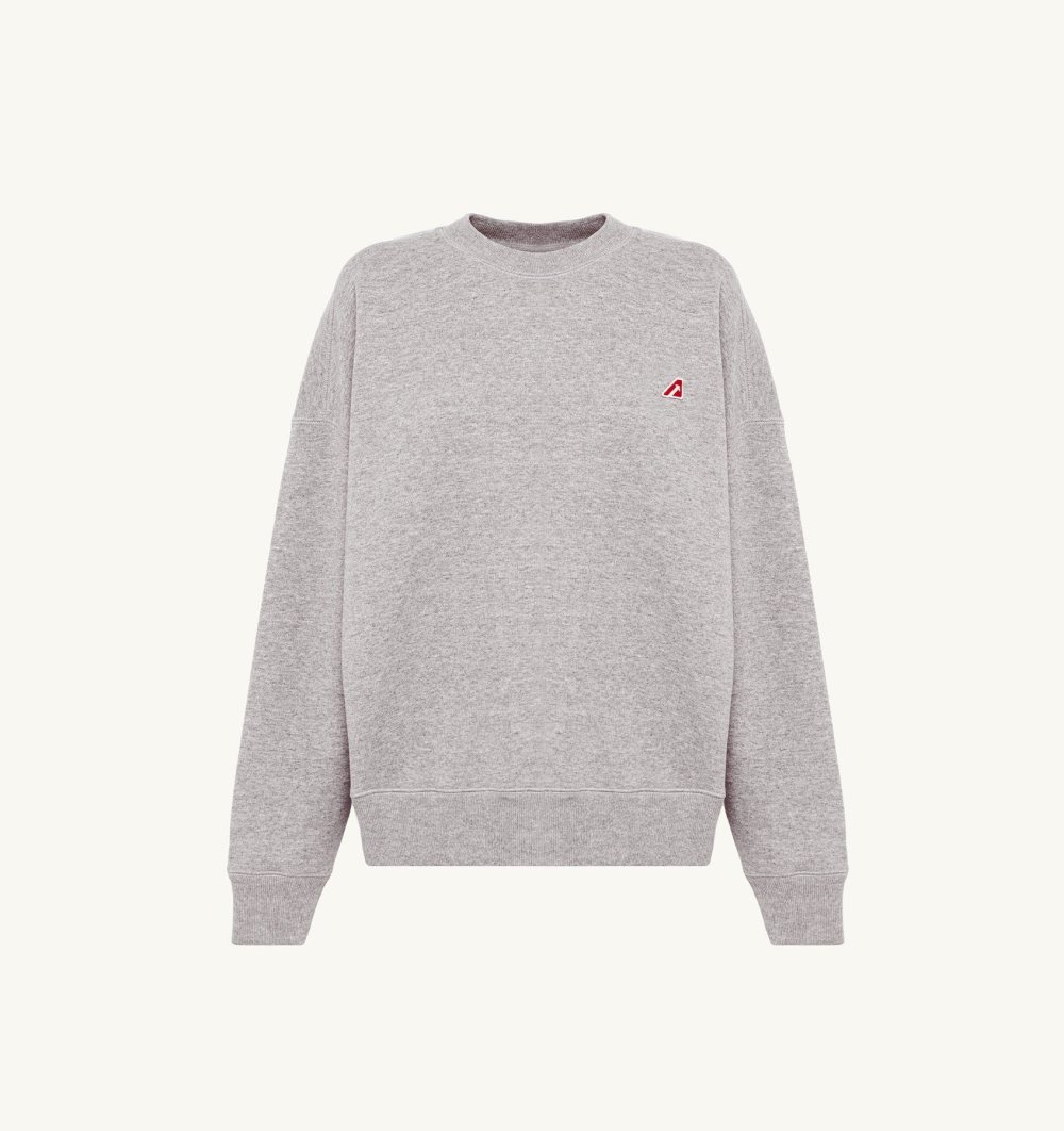 Autry Crew Neck Sweatshirt Gauzed Cotton Jersey Grey | 7045-UOBEQ