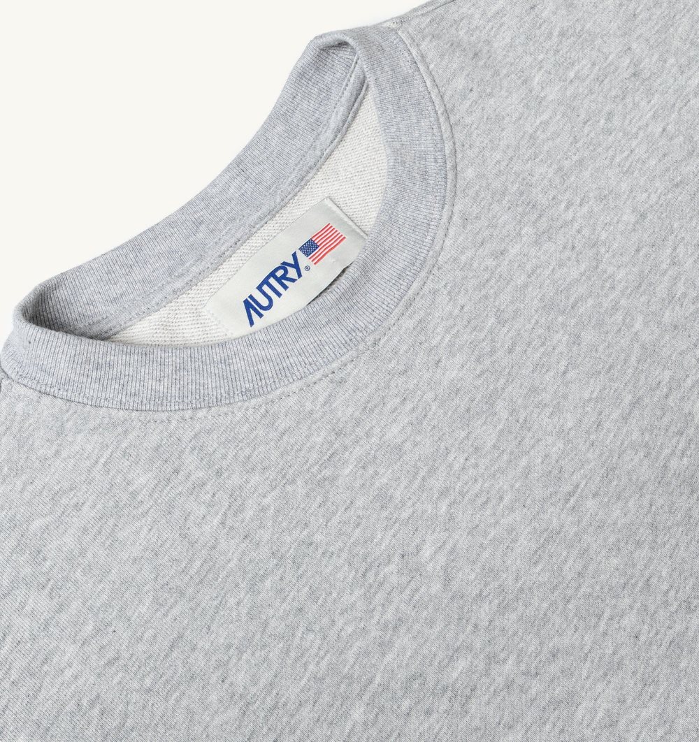 Autry Crew Neck Sweatshirt Melange Cotton Grey | 8564-PVWMX