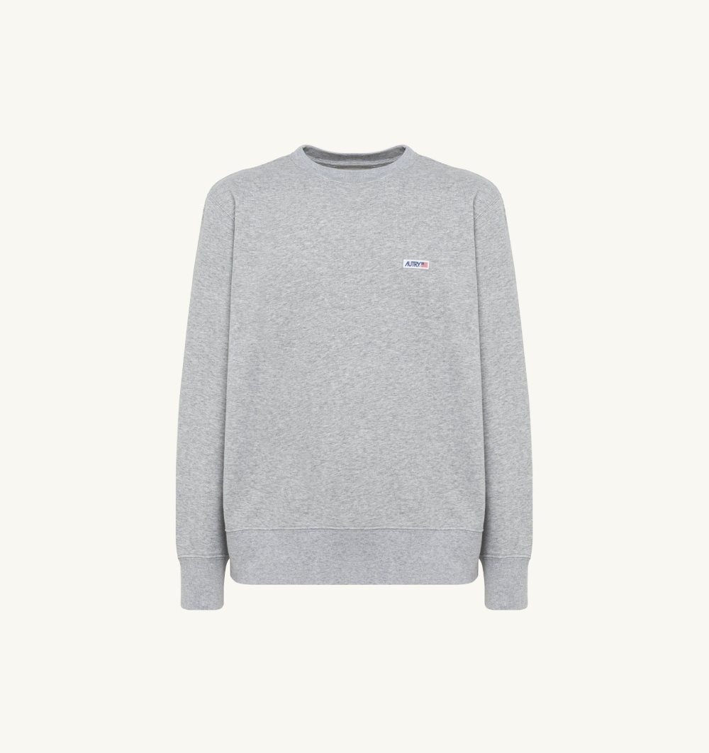 Autry Crew Neck Sweatshirt Melange Cotton Grey | 8564-PVWMX