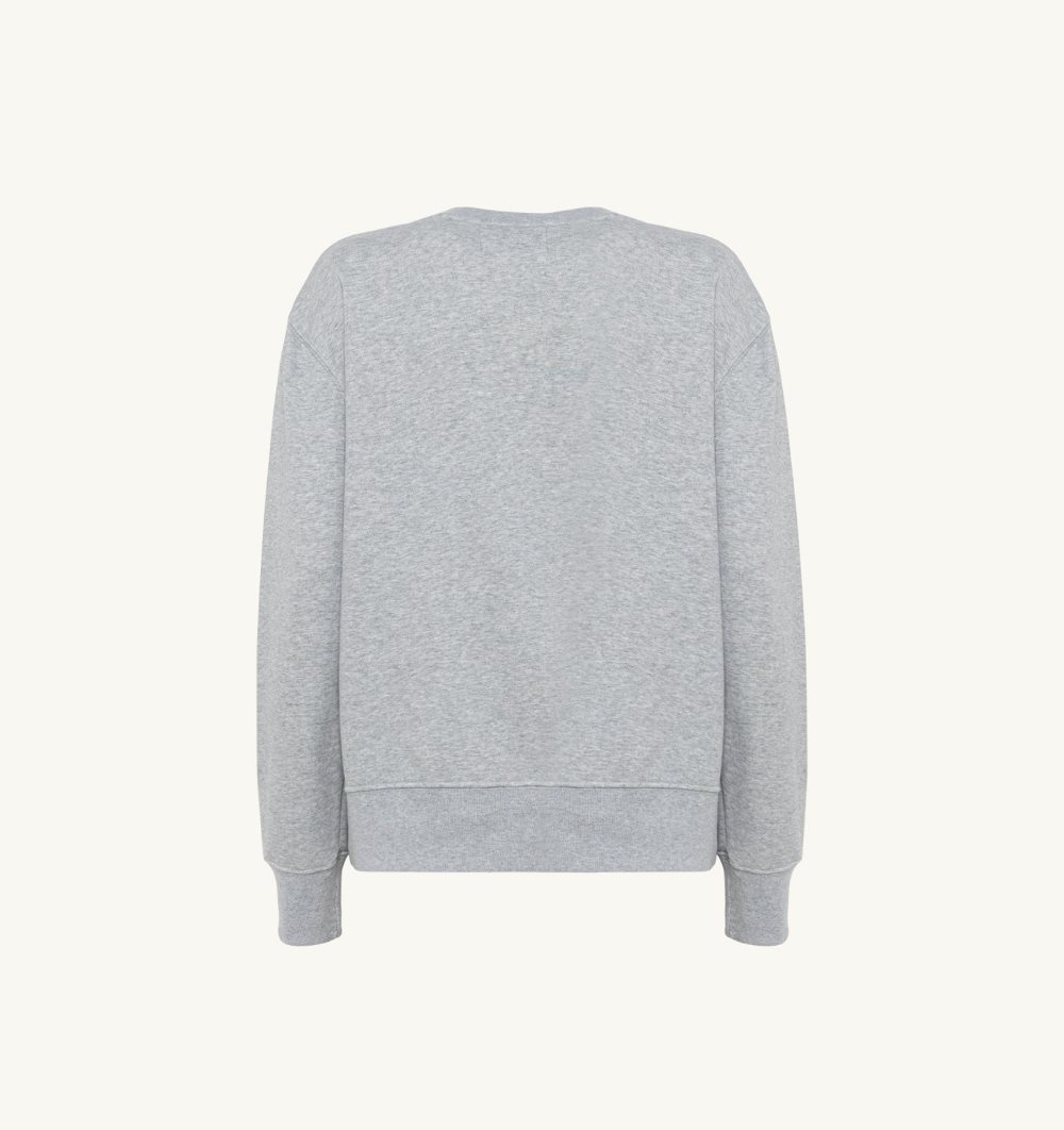 Autry Crew Neck Sweatshirt Melange Cotton Grey | 8059-WAEIL