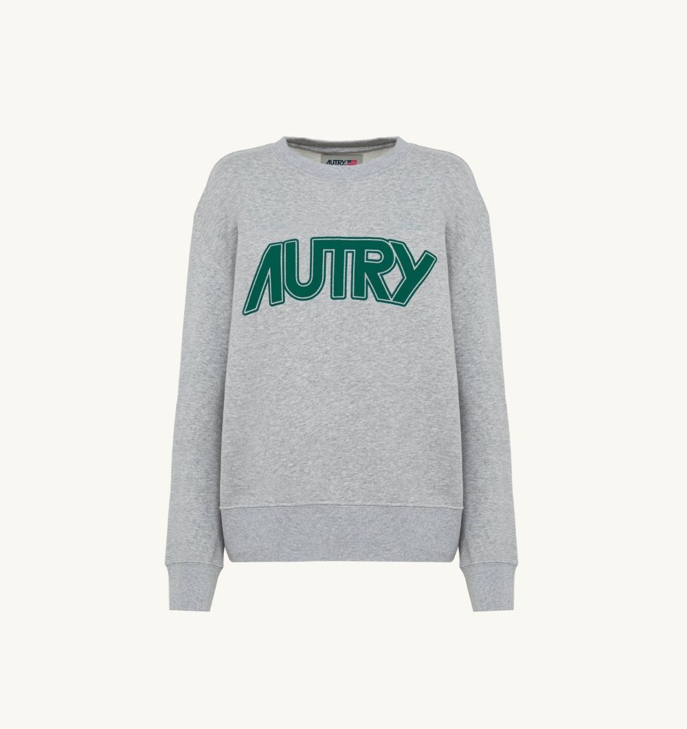 Autry Crew Neck Sweatshirt Melange Cotton Grey | 8059-WAEIL