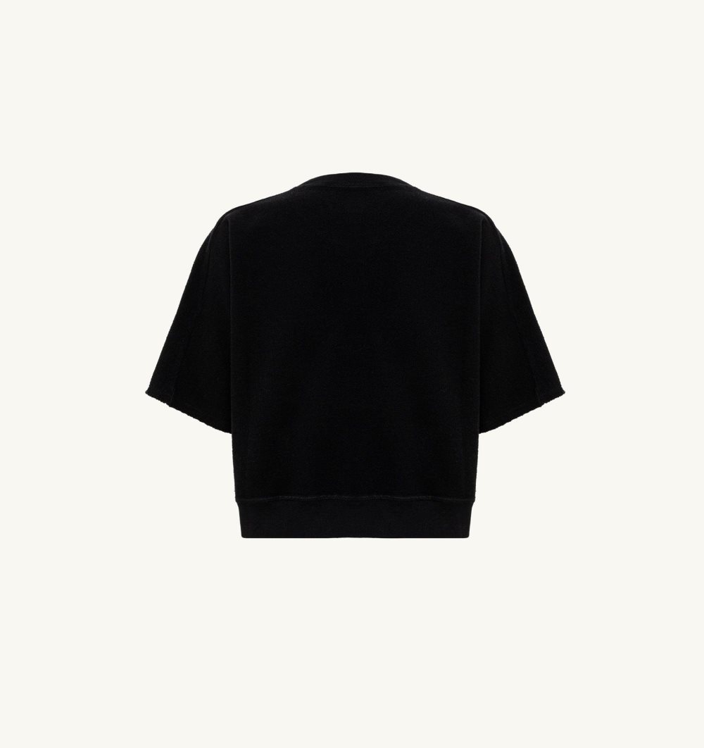 Autry Cropped Sweatshirt Cotton Jersey Black | 8970-YFAZP