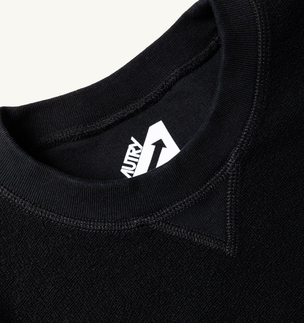 Autry Cropped Sweatshirt Cotton Jersey Black | 8970-YFAZP