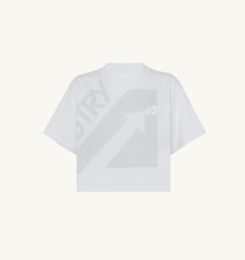 Autry Cropped T-shirt Cotton Jersey White | 8150-FMGLH