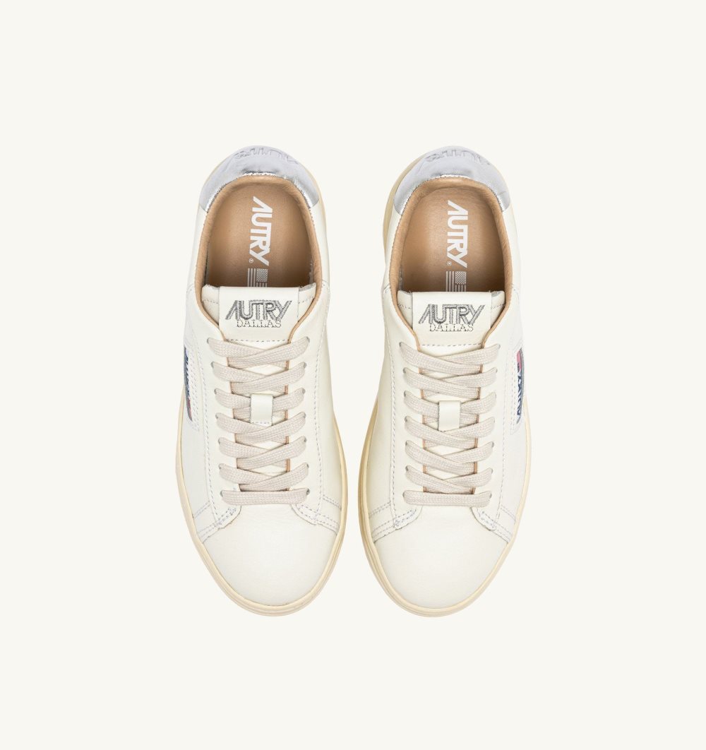 Autry Dallas Low Sneakers Leather White / Silver | 6425-JNKWQ