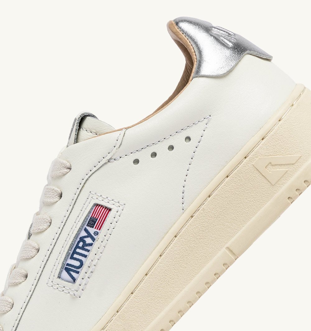 Autry Dallas Low Sneakers Leather White / Silver | 6425-JNKWQ