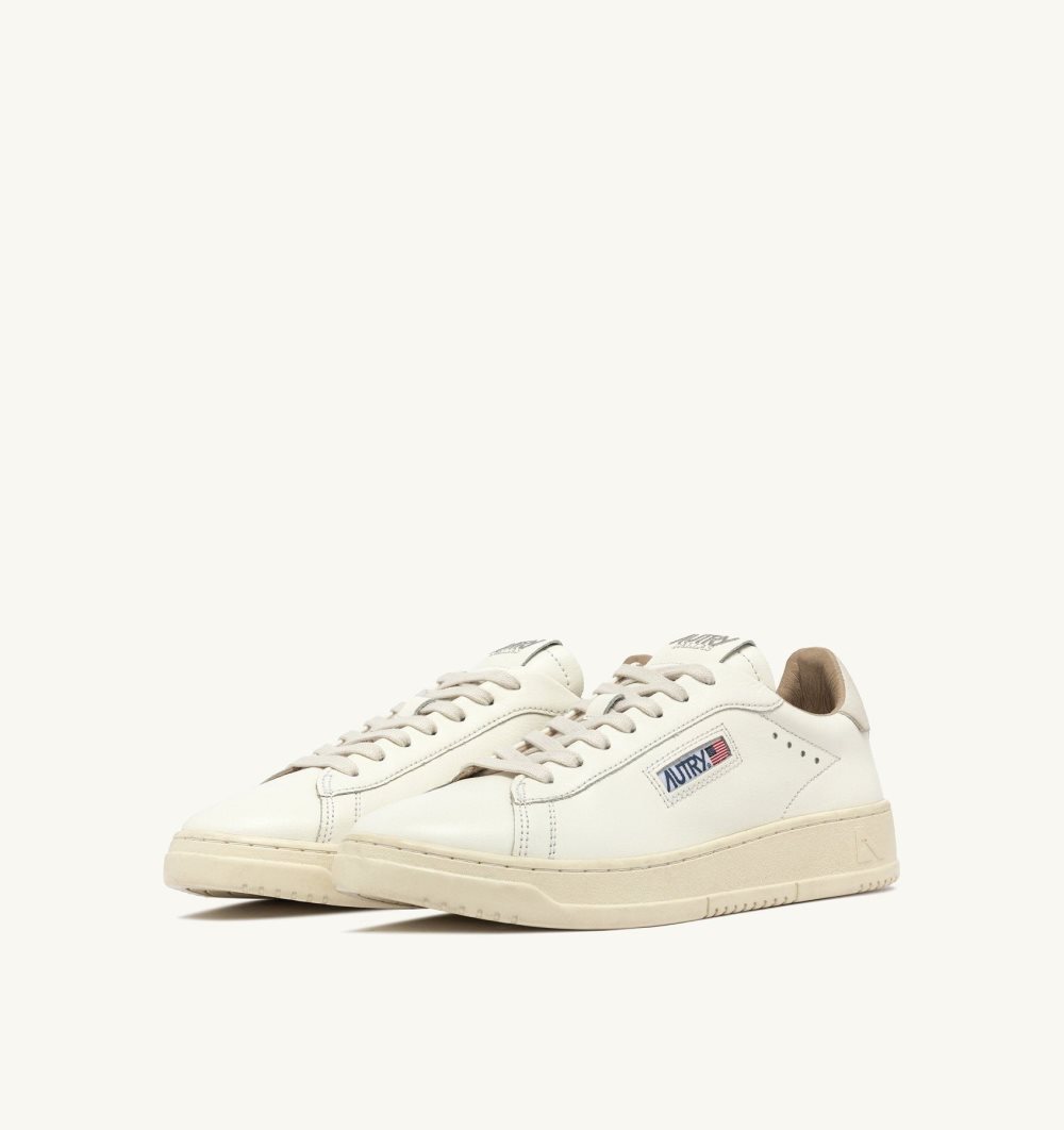 Autry Dallas Low Sneakers Leather White | 6103-GRZQN