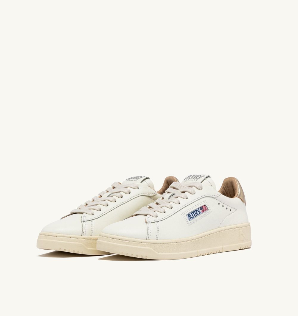 Autry Dallas Low Sneakers Leather White / Gold | 4028-HFJLN