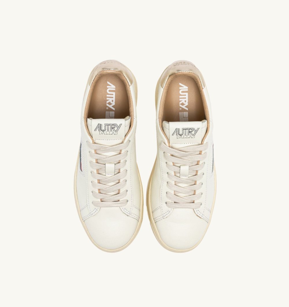 Autry Dallas Low Sneakers Leather White / Gold | 4028-HFJLN