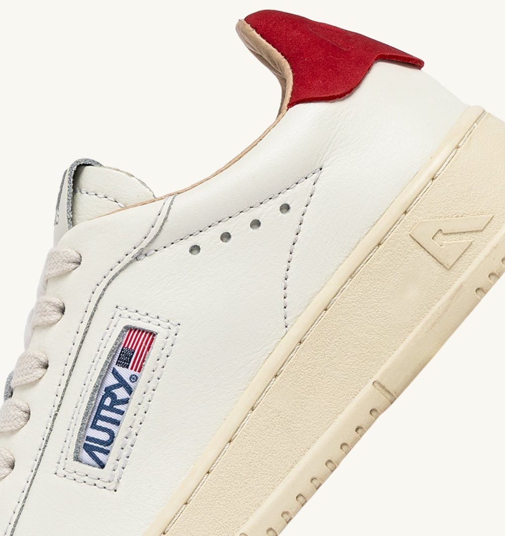 Autry Dallas Low Sneakers Leather White / Red | 9257-UOPBY