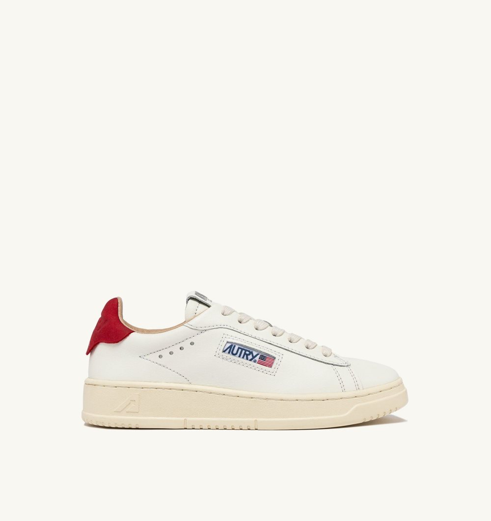 Autry Dallas Low Sneakers Leather White / Red | 9257-UOPBY