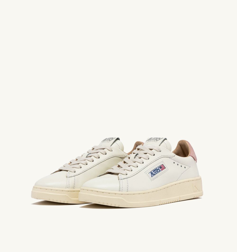 Autry Dallas Low Sneakers Powder Leather White / Pink | 5482-HJGRE