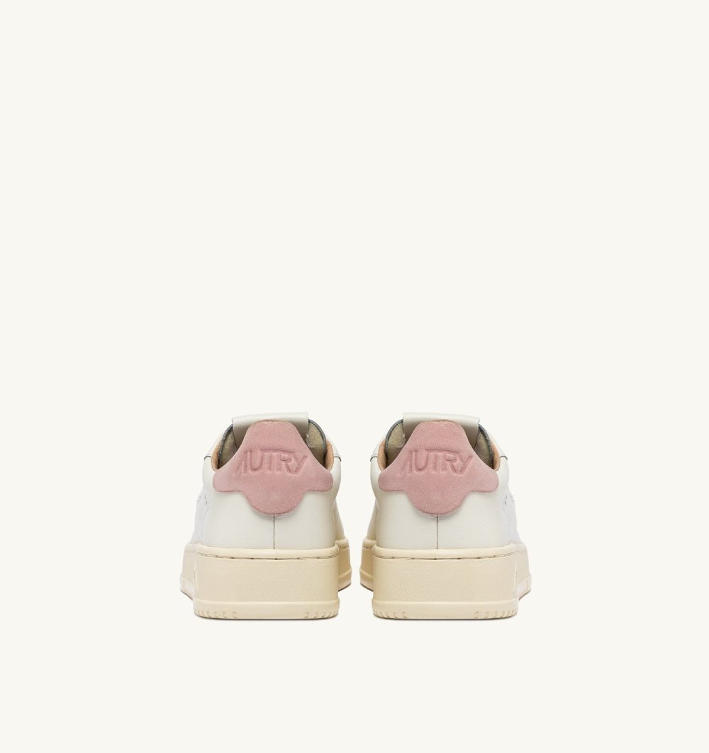 Autry Dallas Low Sneakers Powder Leather White / Pink | 5482-HJGRE