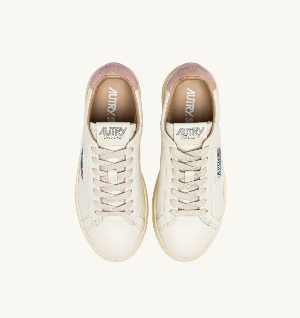 Autry Dallas Low Sneakers Powder Leather White / Pink | 5482-HJGRE