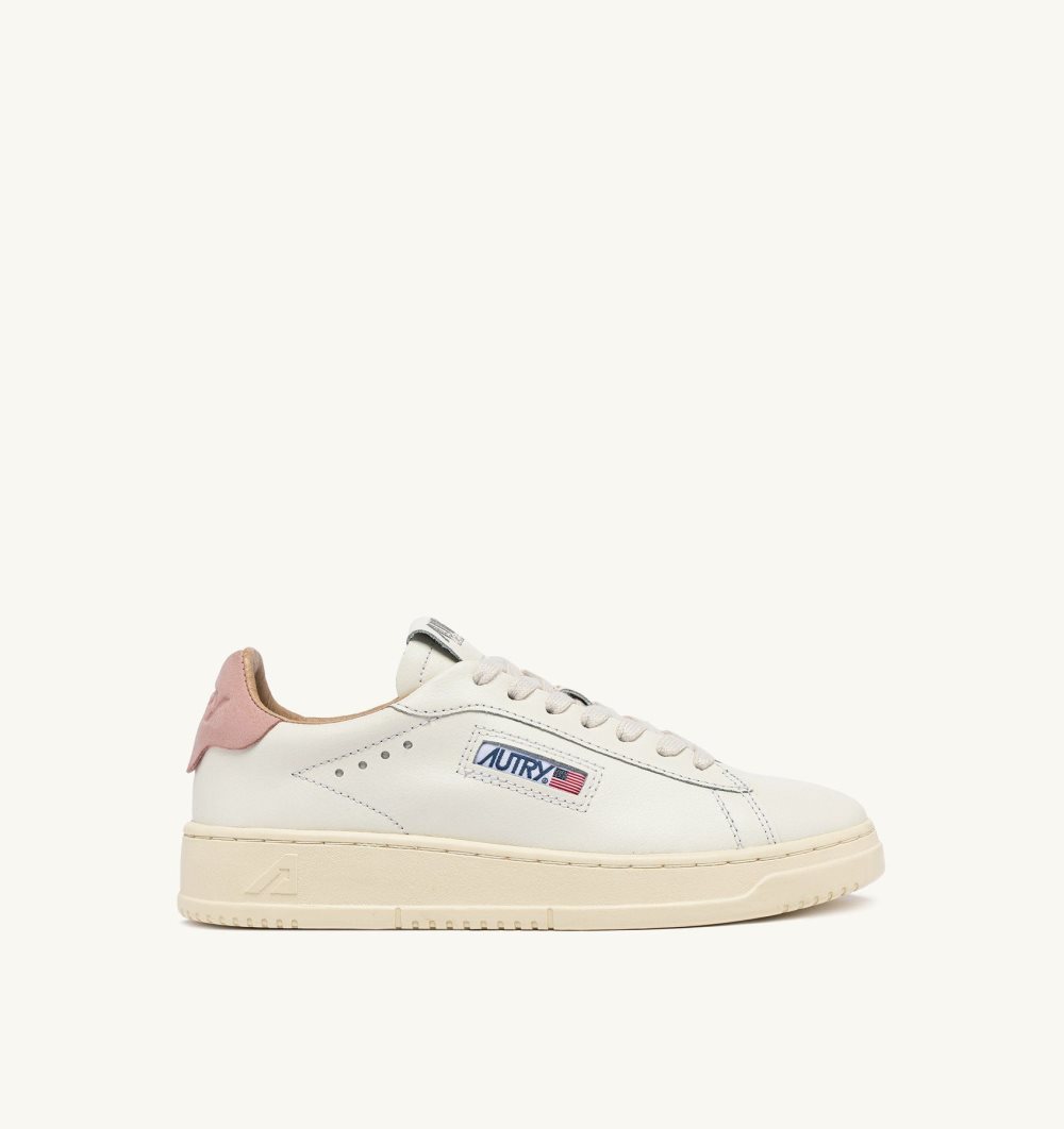 Autry Dallas Low Sneakers Powder Leather White / Pink | 5482-HJGRE