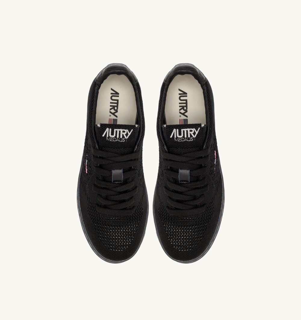 Autry Easeknit Medalist Low Sneakers Fabric Black | 6971-JXYUV