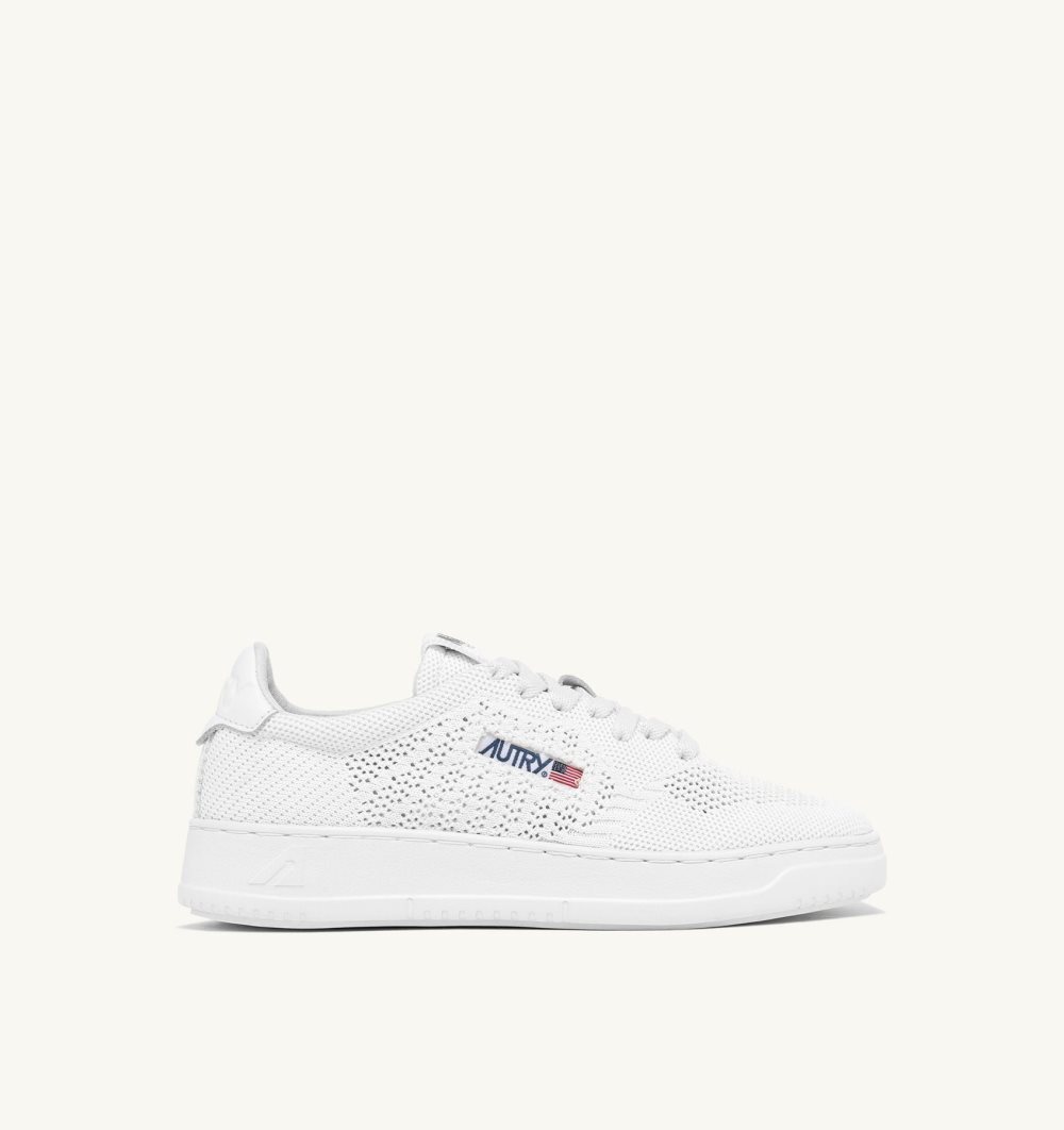 Autry Easeknit Medalist Low Sneakers Fabric White | 6317-PFNUS