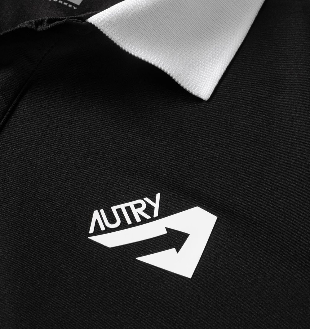 Autry Golf Polo Shirt Contrast Piping Black | 4807-HKFOJ