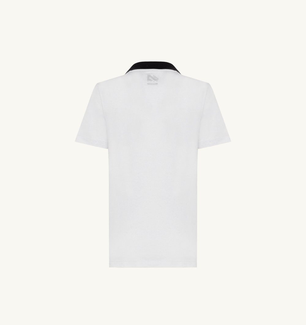 Autry Golf Polo Shirt Contrast Piping White | 4761-SYHQC