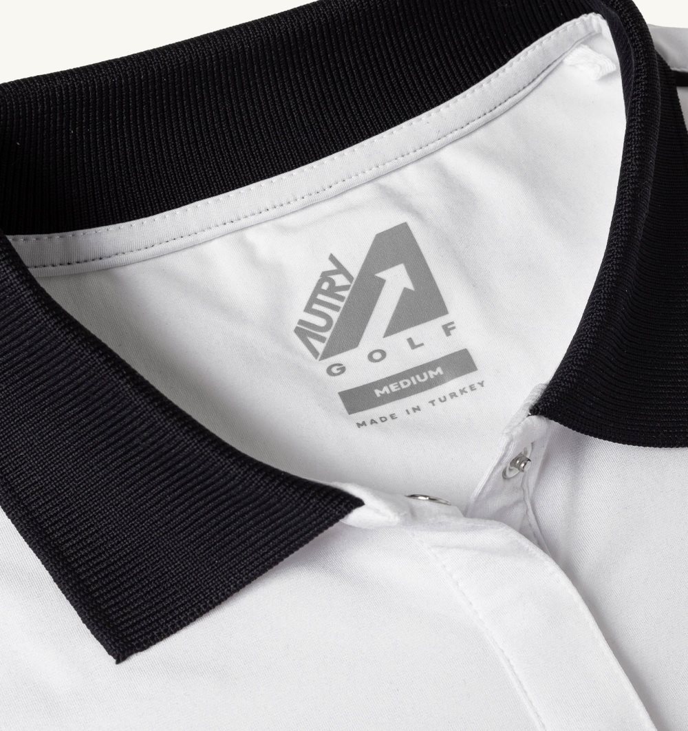 Autry Golf Polo Shirt Contrast Piping White | 4761-SYHQC