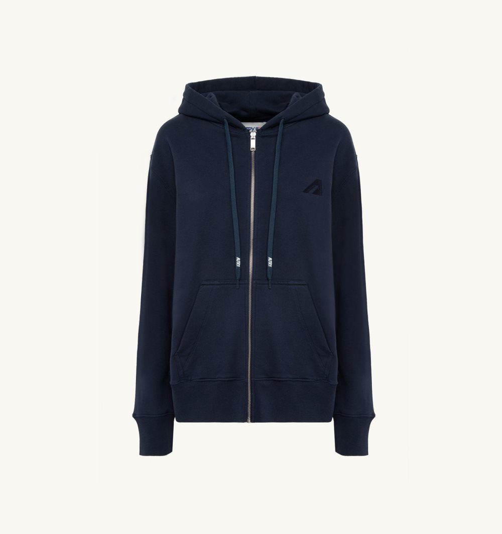 Autry Hooded Sweatshirt Cotton Jersey Blue | 8302-TERUB