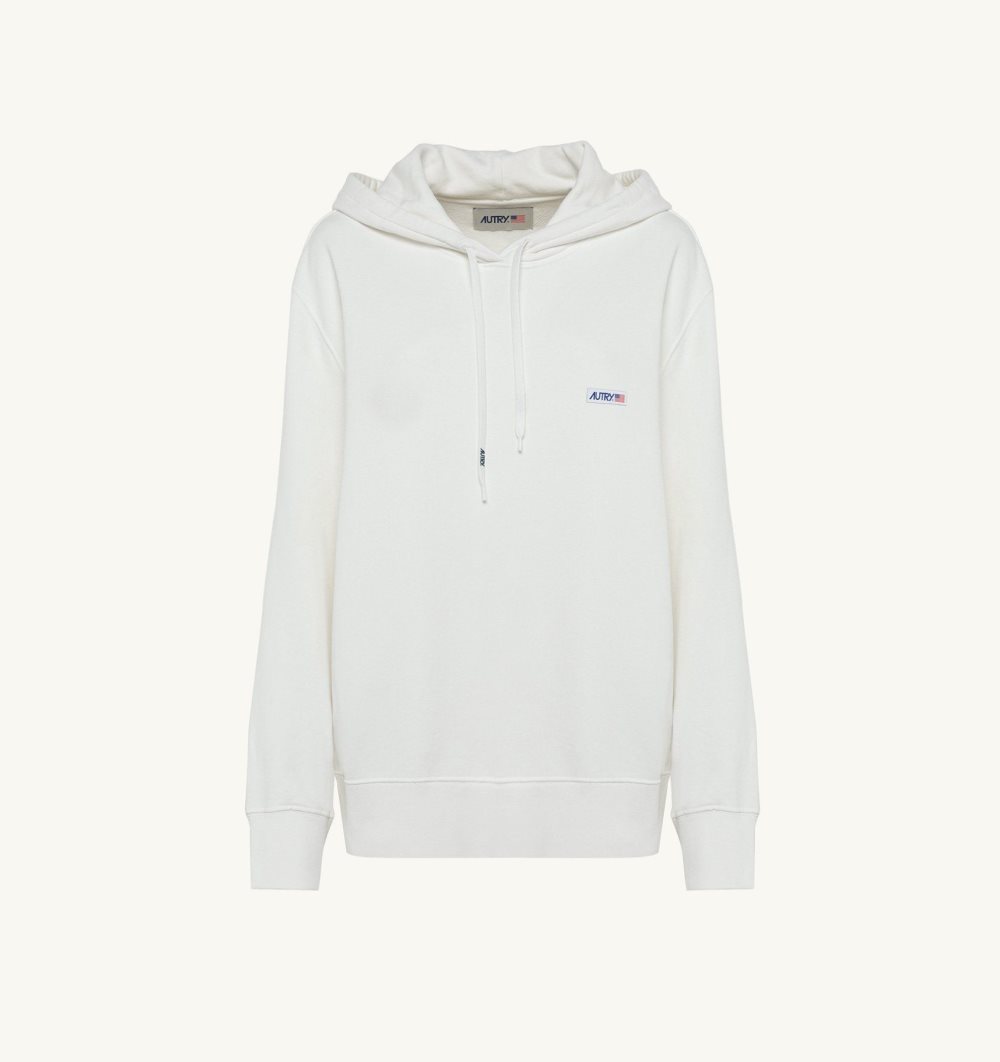 Autry Hooded Sweatshirt Cotton Jersey White | 8465-SQHXV