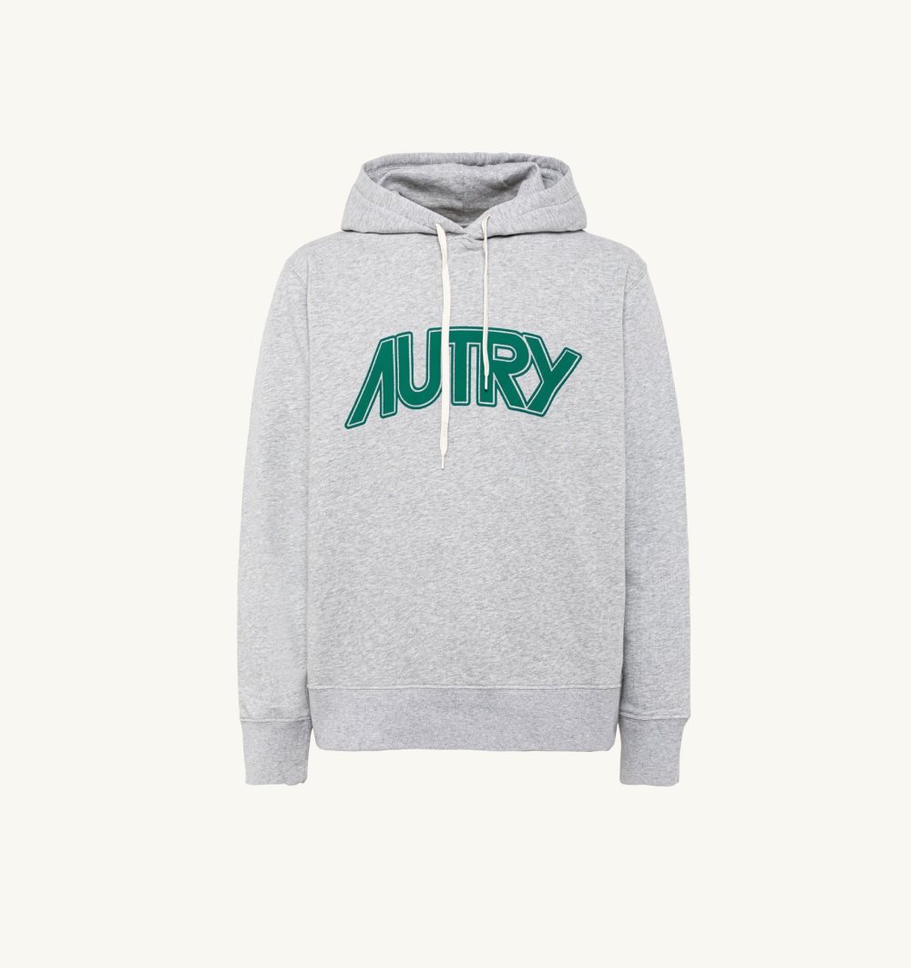 Autry Hooded Sweatshirt Melange Cotton Grey | 7965-LDHRZ