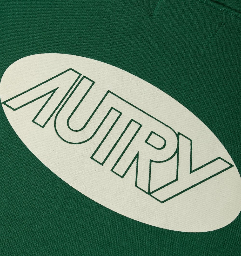 Autry Hoodie Jersey Printed Logo Green | 7386-HFYNU