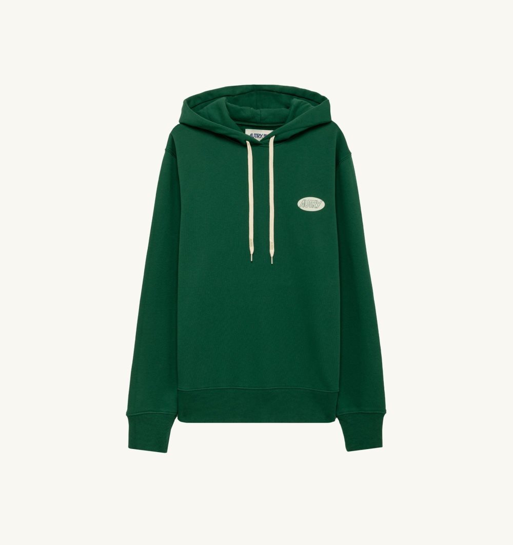 Autry Hoodie Jersey Printed Logo Green | 7386-HFYNU