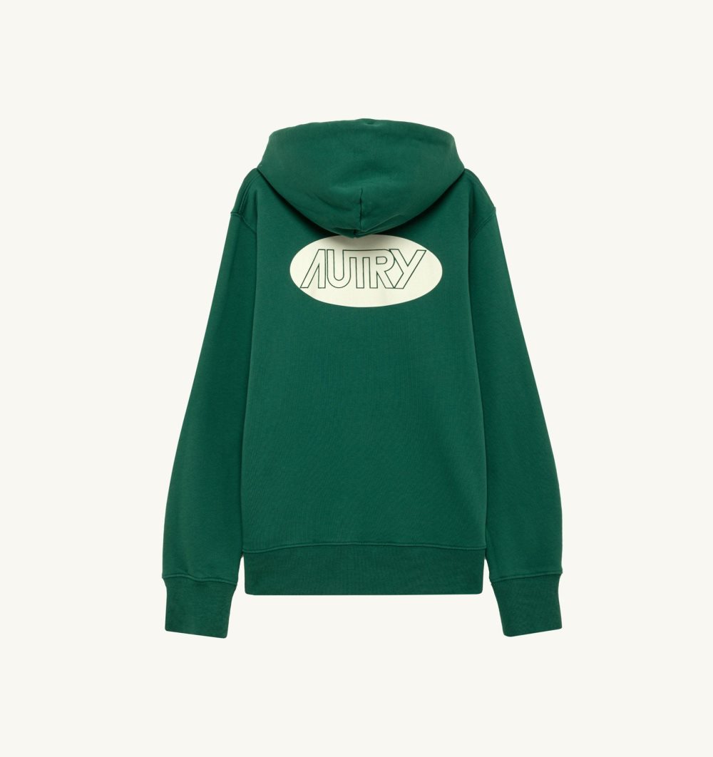 Autry Hoodie Jersey Printed Logo Green | 8945-QXOPJ