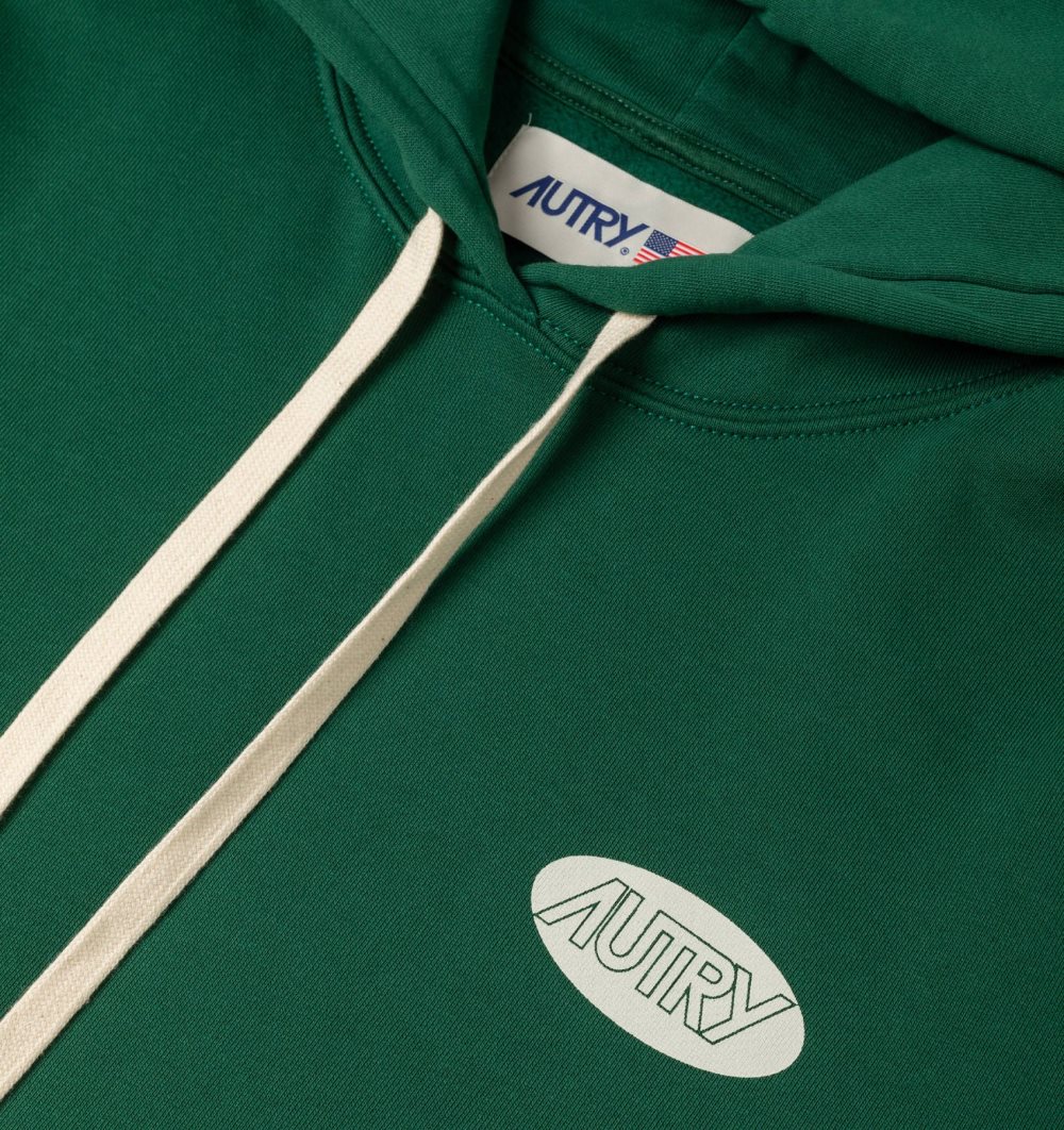 Autry Hoodie Jersey Printed Logo Green | 8945-QXOPJ