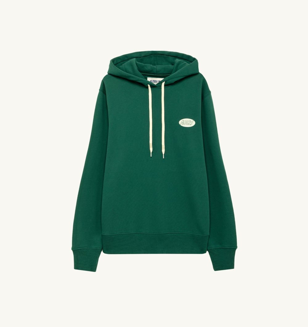 Autry Hoodie Jersey Printed Logo Green | 8945-QXOPJ